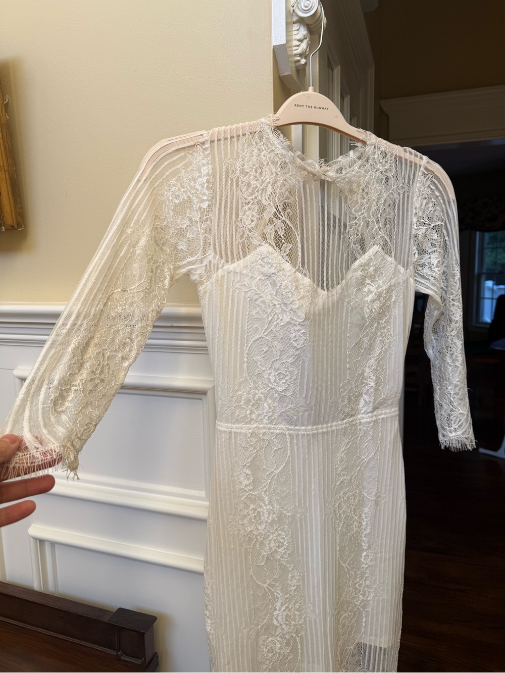 For Love & Lemons Cream Lace Long-Sleeve Dress